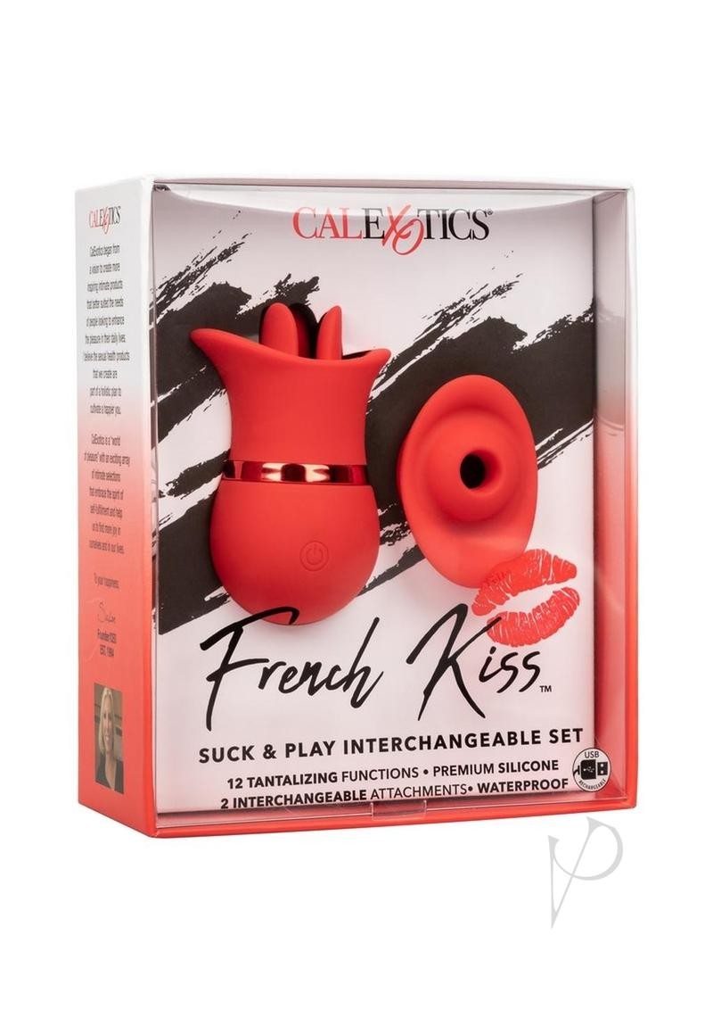 French Kiss Suck and Play Rechargeable Silicone Clitoral Vibrator - Red