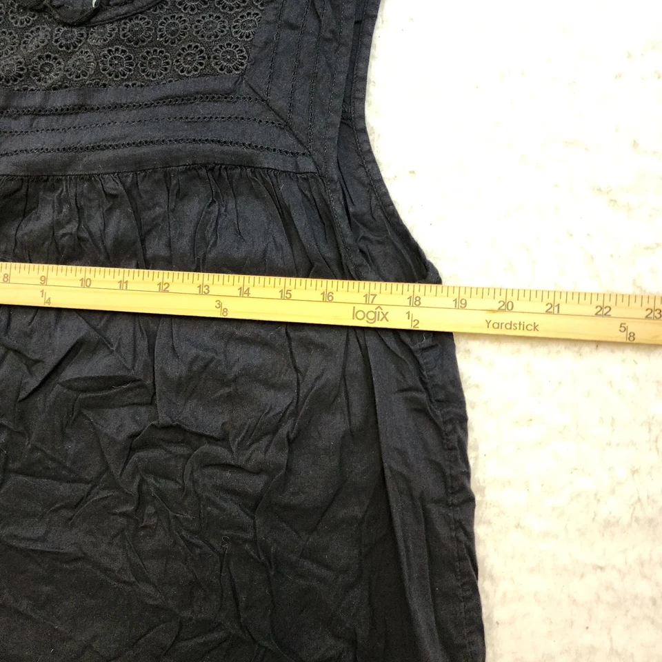 Camiseta sin mangas Babydoll Y2K azul marino antiguo babero encaje cuello L negra caprichosa gótica bruja Foto 3 de 4