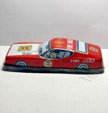 1123 - Vintage 1060's Tin Friction Fire Chief 7237 Squad Car Japan - 5"