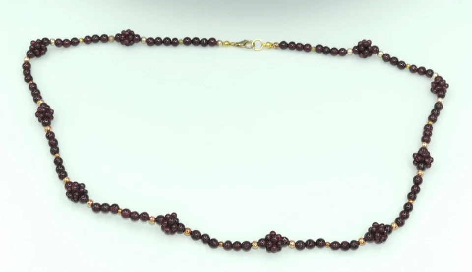 Vintage Halskette - Granat / Verschluss vergoldet / ca. 62 cm - Bild 2 von 3