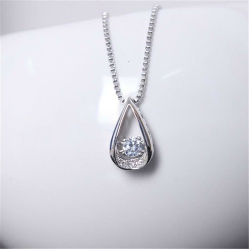 Drop Pendant Silver Plated Chain Water Necklace Women Ladies Jewellery UK - Picture 2 of 2