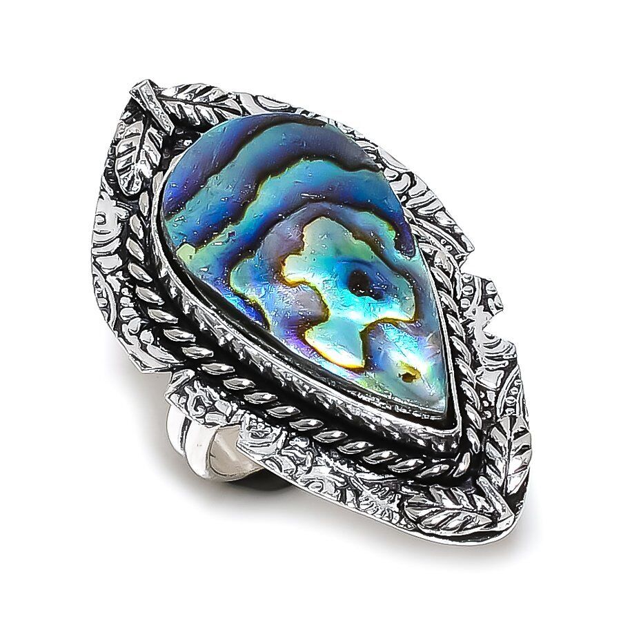 Sterling Silver Abalone Shell Chevron Heart Ring Sterling Silver Abalone Shell Chevron Heart Ring