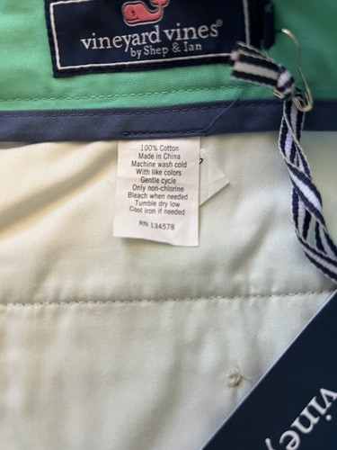 NWT Vineyard Vines Men's Classic Fit Club Short 9" Chino Aqua Green Preppy 35 - Picture 5 of 5