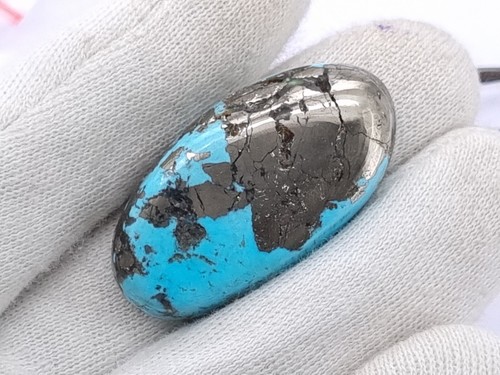 Pietra Preziosa Sciolta Forma Ovale Turchese Naturale Certificata Non Trattata 44,50 Ct - Foto 6 di 6
