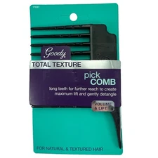 Goody Total Texture Pick Comb Long Teeth Volume  & Lift Gently Detangle Black