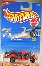 1995 Hot Wheels Blue/White Card Collector #460 ZOMBOT Gray-Orange w/Chrome 5 Sp