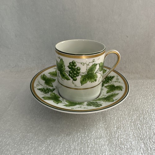 Ceralene Limoges Small Tea Cup Expresso Saucer Green Gold Demitasse