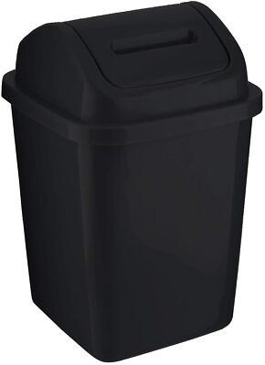 5L Swing Top Dust Bin – Plastic Waste Paper Basket – Grey/Black/White/Pink – Bathroom Office Kitchen