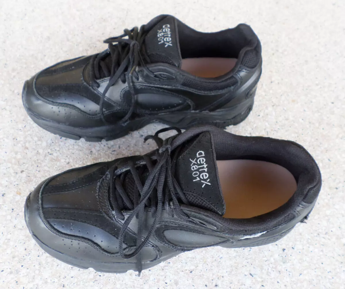 Aetrex Apex X801 Black Leather Comfort Diabetic Shoes. Mens 10