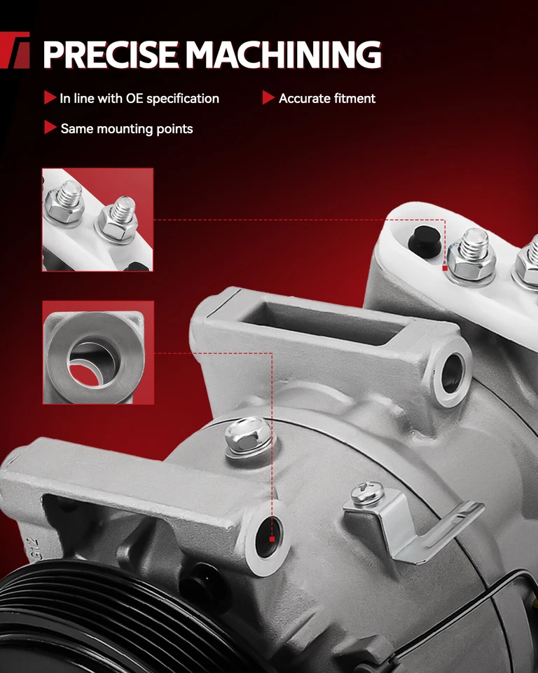 AC Compressor w/ Clutch For 1999-2005 Hyundai Sonata Kia Optima 2.5L 2.7L 58185 - Image 4 of 4