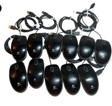 Lot 11 Logitech Wired USB Optical Mouse M-U0026 Untested