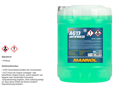 Kühlerfrostschutz Typ G13 MANNOL 10 Liter Antifreeze Kühlmittel (- 40°C) grün