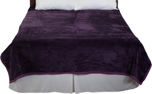 Lavish Home Purple Solid Soft Heavy Thick Plush Mink Blanket One Size,  - Picture 1 of 4