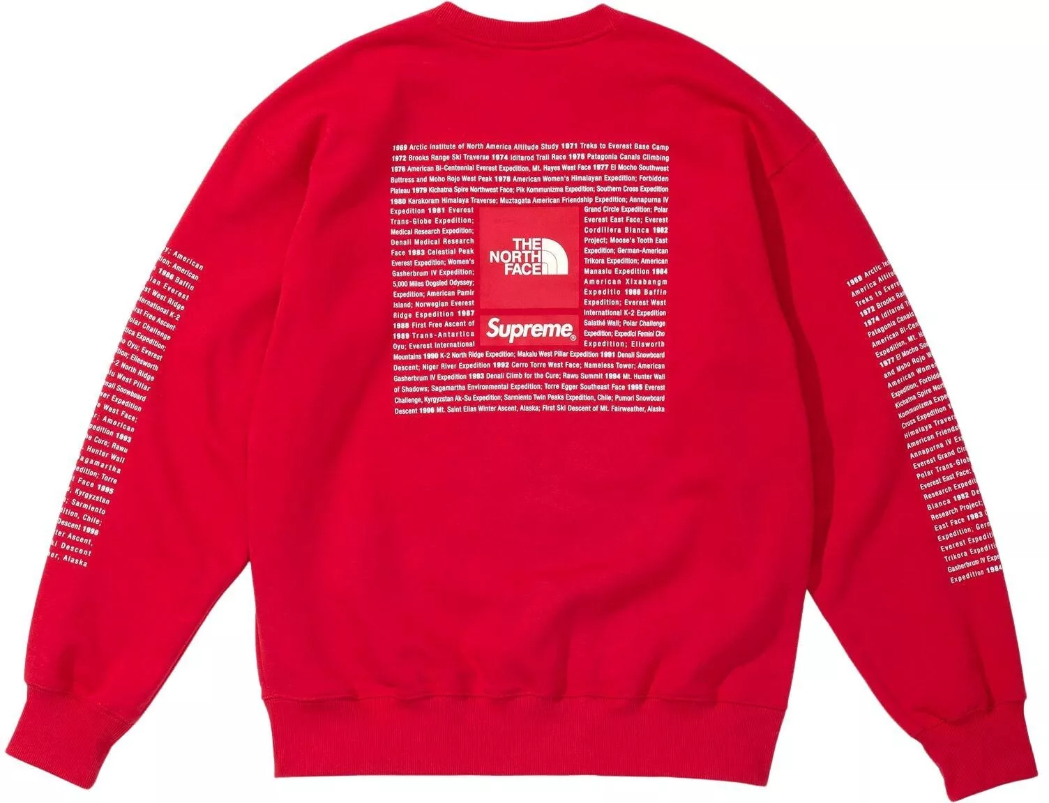 Col rond Supreme The North Face rouge (taille S, Medium, Large, XL)