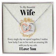 Joined Hearts Necklace Gift for Wife Christmas Valentines Anniversary