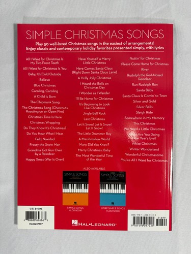 Simple Christmas Songs (Easy Piano) Hal Leonard HL00237197 - Picture 2 of 3