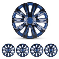 Blue Black Wheel Covers Snap On Full Hub Caps 13inch Fit R13 Tire Steel Rim