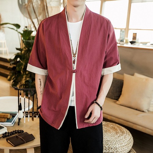 Men Japanese Short-Sleeved Kimono 
