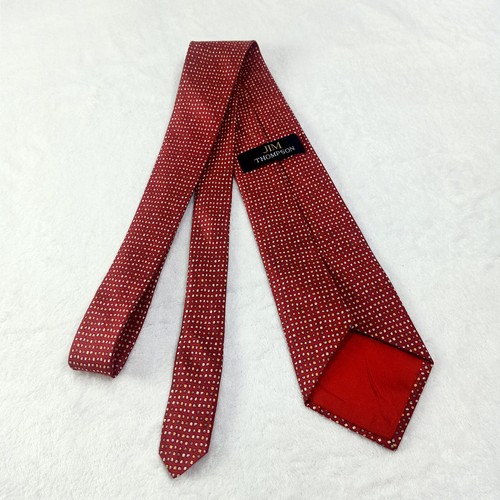 Jim Thompson Red Polka dot Design Silk Tie Made in Thailand - Picture 10 of 10