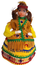 Push Pin Ornament Doll Leather Fringed Vest Feather Christmas Craft Kitsch Beads