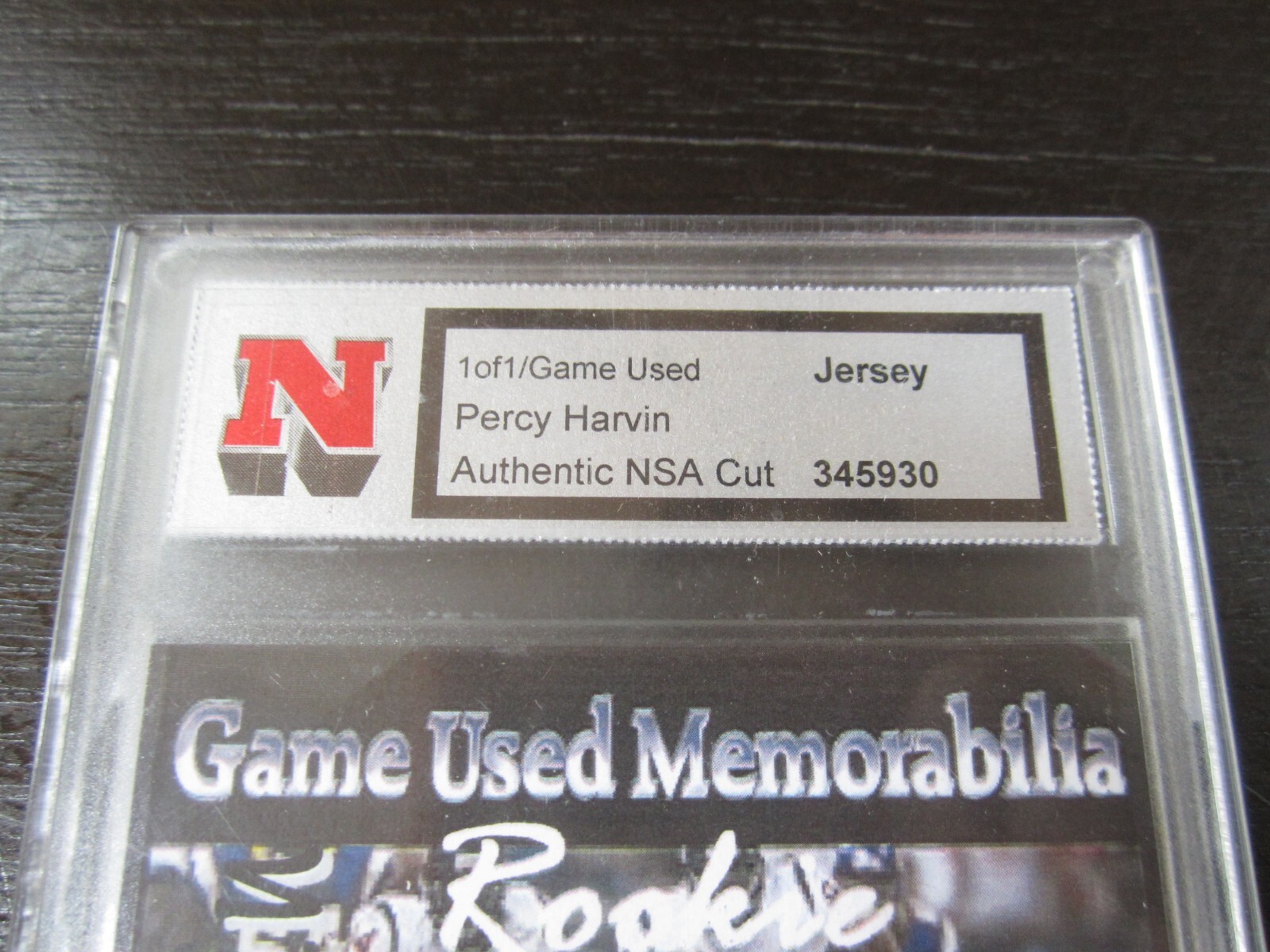 Percy Harvin National Sportscard Authenticators Game Used Jersey Card Vikings view 2