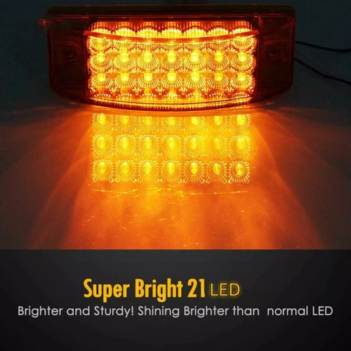 Red/Amber 21-LED Side Marker Clearance Light Rectangle 12V Truck Trailer Camper - Picture 21 of 42