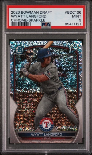 2023 Bowman Draft Wyatt Langford Chrome Sparkle Refractor 1st #BDC-106 PSA 9