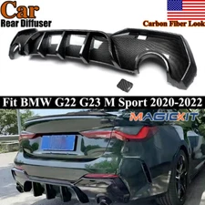 For BMW 4 Series G22 G23 430i M440i M-Sport 2020-2022 Carbon Look Rear Diffuser