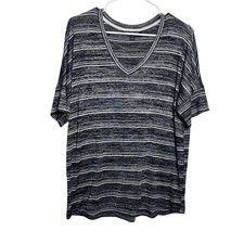 Calvin Klein Jeans T-Shirt Women's Medium Blue Striped Short Sleeve Shirt Top