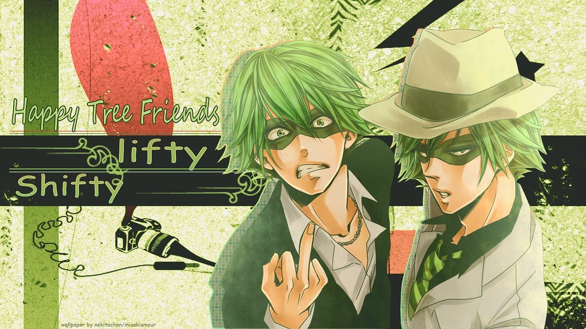 Anime happy tree friends boys green hair hat mask middle Playmat