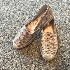 Sam Edelman Kesia Leather Espadrille Rounded Toe Slip On Loafers Size 9