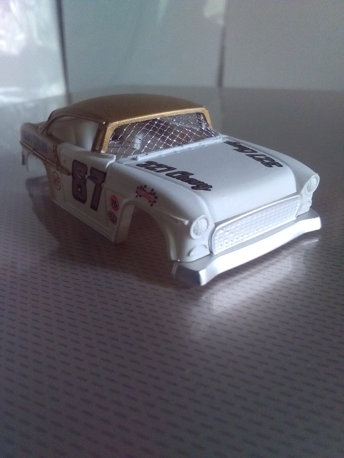 DASH HO SLOT CAR '55 CHEVY BEL AIR HANDCRAFTED CUSTOM BODY 87 WHITE