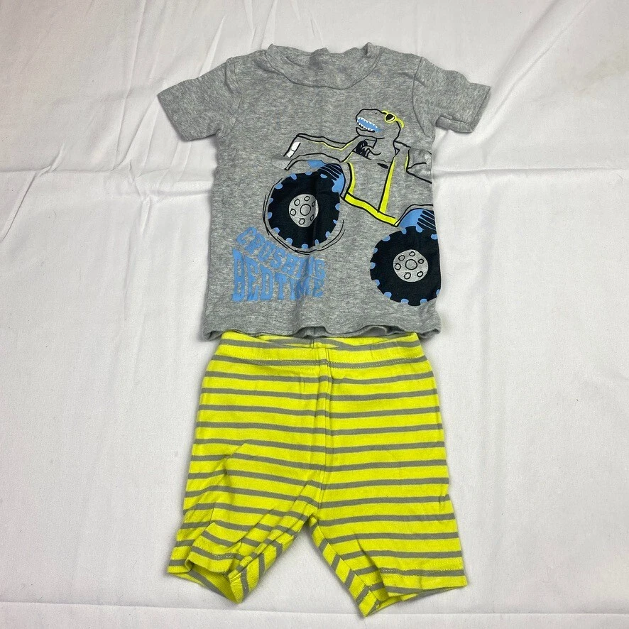 Carter's Toddler Boys Size 12 Mo 2 Pc Shorts Pajama set Snug Fit Monster Truck