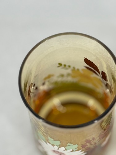 Vintage Floral Amber Patterned Glass Tumblers Set Of 2 - Picture 4 of 6