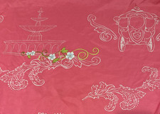 DISNEY Princess Twin FITTED Bed Sheet Floral Pink Carriage Castle