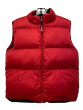 LL Bean Goose Down Puffer Vest Women's Down Zip Up Reversible Red/Black Sz M