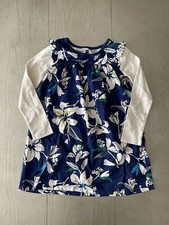 TEA COLLECTION Girls Blue Floral Long Sleeve Dress Size 6