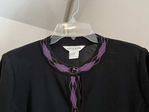 Exclusively Misook Purple Black Acrylic Cardigan Blazer Jacket LP Large Petite - Bild 2 von 7