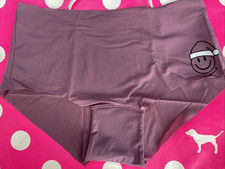 NEW 2021 Victorias Secret PINK Boyshort Panties No Show M Santa Smiley Purple