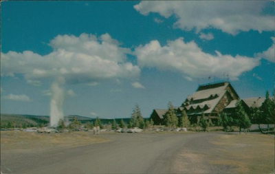 #ad Haynes Studios Old Faithful Inn Yellowstone Postcard Vintage Geyser $4.95