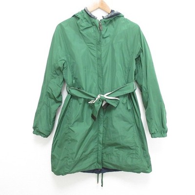 S MaxMara The Cube Hooded Trimmed Reversible Coat 40 Green Navy Beige Women USED