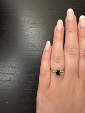 18CT stamp  Sapphire & Diamond Cluster Ring – Size M/L