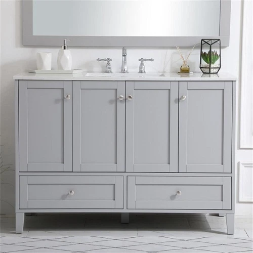 Elegant Decor Sommerville 48" Single Quartz Top Bathroom Vanity in Gray - Picture 7 of 15