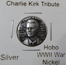 HOBO Charlie Kirk American Jesus Made From A REAL Silver Nickel SIGNED