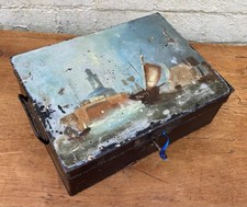 Vintage painters tin box decor sailing boat ship paint antique vintage metal