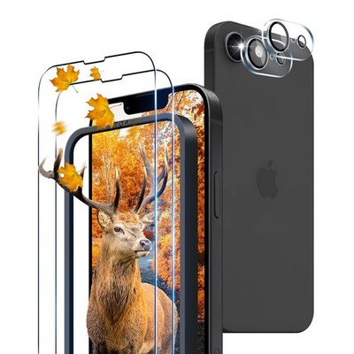 2+2 Pack Iphone 16E Glass Screen Protector With Guide Frame (2 Packs) + 2 Camer_