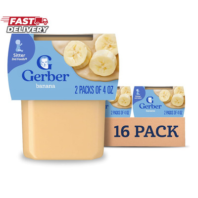 Gerber Stage 2 Baby Food, Banana Puree Tubs, No Artificial Colors or Flavors, Ba
