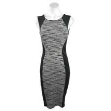 H&M Gray Black Sleeveless Knee Length Back Zip Business Career Sheath Dress Sz S