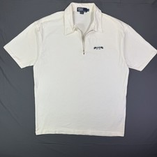 VTG Polo Ralph Lauren 1/4 Zip Knit Shirt Stenciled Banner USA Made Sz M 90s NOS