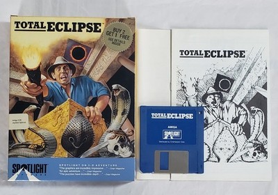 Original 1988 Total Eclipse Vintage Amiga Game 3.5'' Disk + Manual + Map UNTESTED
